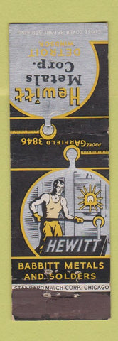 Matchbook Cover - Hewitt Metals Corp Detroit MI WEAR Standard Match