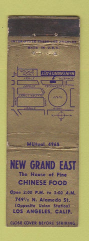 Matchbook Cover - New Grand East Chinese Food Los Angeles CA WORN