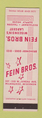 Matchbook Cover - Fein Bros Restaurant Tavern Supply Milwaukee WI