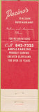 Matchbook Cover - Pacino's Italian Restaurant Middleburgh Heights OH