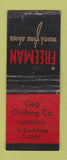 Matchbook Cover - Gag Clothing Freeman Shoes Marshfield BOBTAIL WEAR