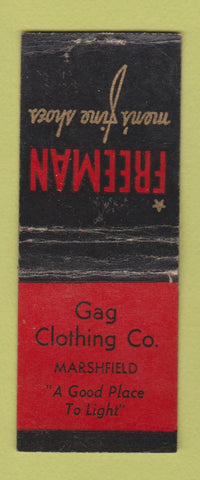 Matchbook Cover - Gag Clothing Freeman Shoes Marshfield BOBTAIL WEAR