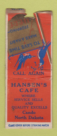 Matchbook Cover - Hansen's Cafe Cando ND BOBTAIL WEAR