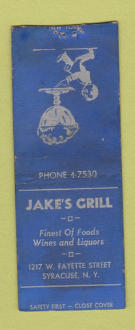 Matchbook Cover - Jake's Grill Syracuse NY BOBTAIL WORN