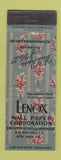 Matchbook Cover - Lenox Wall Paper Corp New York City WEAR