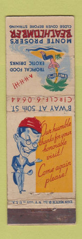 Matchbook Cover - Monte Proser's Beachcomber New York City WORN