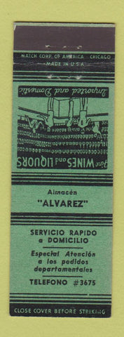 Matchbook Cover - Alvarez Guatemala liquor Monopol wine