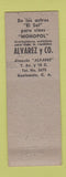 Matchbook Cover - Alvarez Guatemala liquor Monopol wine