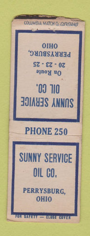 Matchbook Cover - Sunny Oil Perrysburg OH Columbia Match For Safety BOBTAIL