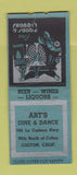 Matchbook Cover - Art's Dine Dance Colton CA BOBTAIL BLUE