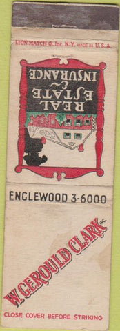 Matchbook Cover - Gerould Clark Real Esate Insurance WORN