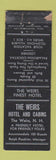 Matchbook Cover - Weirs Hotel and Cabins The Weirs NH MERCHANTS POOR STRIKER