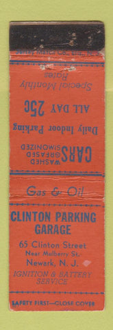 Matchbook Cover - Clinton Parking Garage oil gas Newark NJ WORN