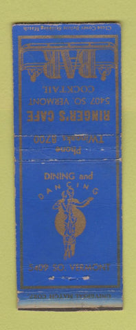 Matchbook Cover - Ringer's Cafe Los Angeles CA WORN BOBTAIL