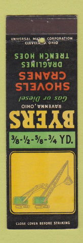 Matchbook Cover - Byers Shovels Cranes Ravenna OH