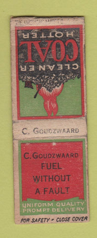 Matchbook Cover - Goudzwaard Coal American Match For Safety BOBTAIL WORN