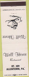 Matchbook Cover - Well House Restaurant Allentown PA