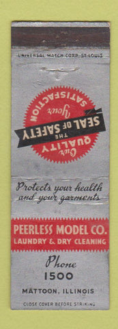 Matchbook Cover - Peerless Model Laundry Mattoon IL low phone # WEAR