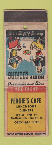Matchbook Cover - Fergie's Cafe Mattoon IL WORN