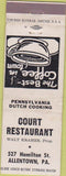 Matchbook Cover - Court Restaurant Allentown PA