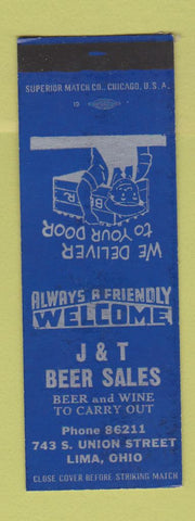 Matchbook Cover - J&T Beer Sales Lima OH SAMPLE WEAR