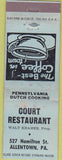 Matchbook Cover - Court Restaurant Allentown PA blue WEAR