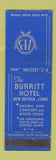 Matchbook Cover - Burritt Hotel New Britain CT WEAR