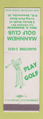 Matchbook Cover - Manhnheim Golf Club Bensenville IL