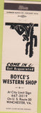 Matchbook Cover - Boyce's Western Shop Winchester VA