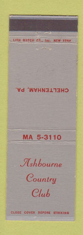 Matchbook Cover - Ashbourne Country Club Cheltenham PA