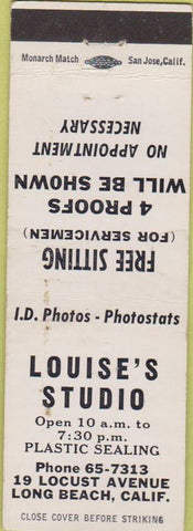 Matchbook Cover - Louise's Studio Long Beach CA photographs