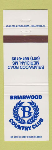 Matchbook Cover - Briarwood Country Club Meridian MS