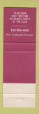 Matchbook Cover - Du Pont Country Club Wilmington DE WEAR