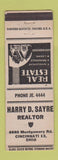 Matchbook Cover - Harry Sayre Real Estate Cincinnati OH