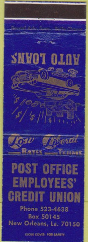 Matchbook Cover - Post Office Credit Union New Orleans LA