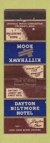 Matchbook Cover - Dayton Biltmore Hotel Dayton OH Kittyhawk Room