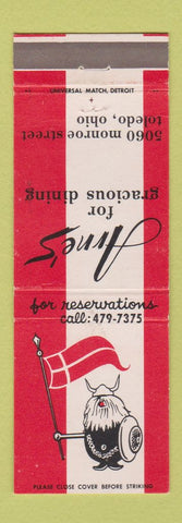 Matchbook Cover - Arne's Restaurant Toledo OH Viking