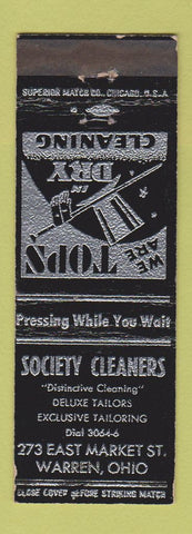 Matchbook Cover - Society Cleaners Warren OH
