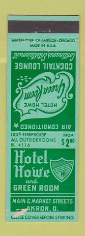 Matchbook Cover - Hotel Howe Akron OH WORN