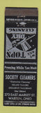 Matchbook Cover - Society Cleaners Warren OH