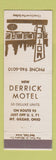 Matchbook Cover - Derrick Motel Mount Gilead OH