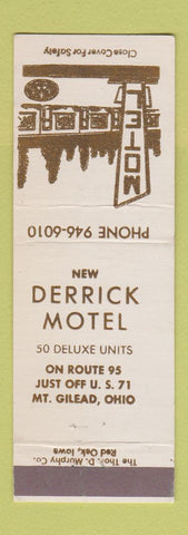 Matchbook Cover - Derrick Motel Mount Gilead OH