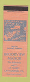 Matchbook Cover - Brookview Manor Canadensis PA