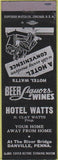 Matchbook Cover - Hotel Watts Danville PA