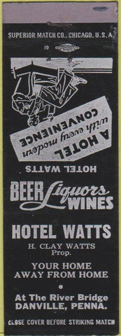 Matchbook Cover - Hotel Watts Danville PA