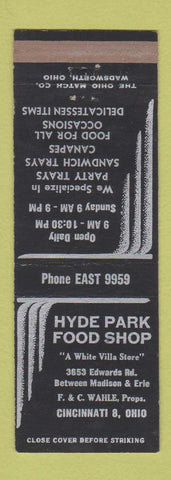Matchbook Cover - Hyde Park Food Shop Cincinnati OH WEAR