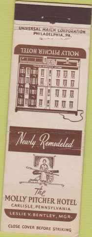 Matchbook Cover - Molly Pitcher Hotel Carlisle PA