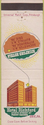 Matchbook Cover - Hotel Richford Erie PA