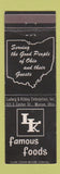 Matchbook Cover - Ludwig Kibbey Foods Marion OH
