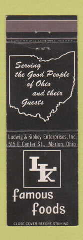 Matchbook Cover - Ludwig Kibbey Foods Marion OH